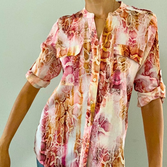 Calvin Klein Ladies Snake print Blouse size XS - Picture 7 of 13